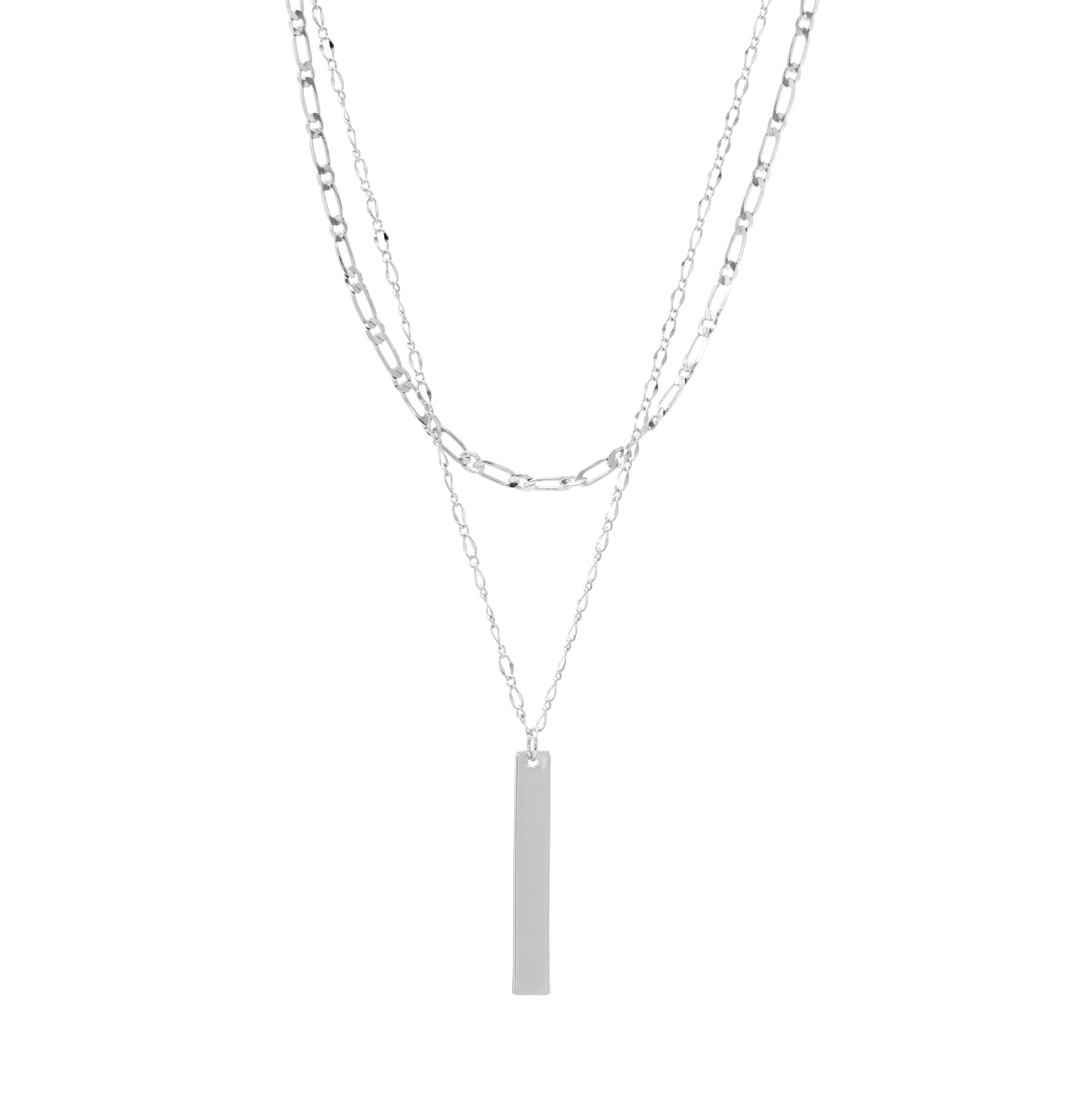 2 Layer Necklace with Bar charm