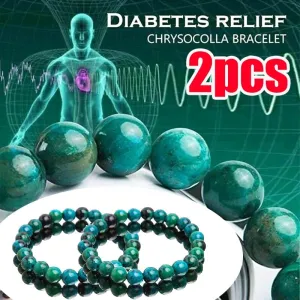 2 Pieces Chrysocolla Malachite Bracelets Health Product