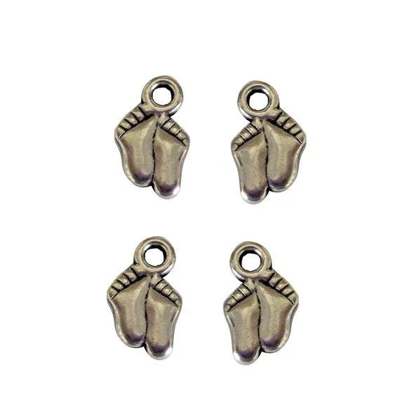 20 Pcs Tibetan Silver Feet Baby Footprint 12X9mm 3D Charms Pendants