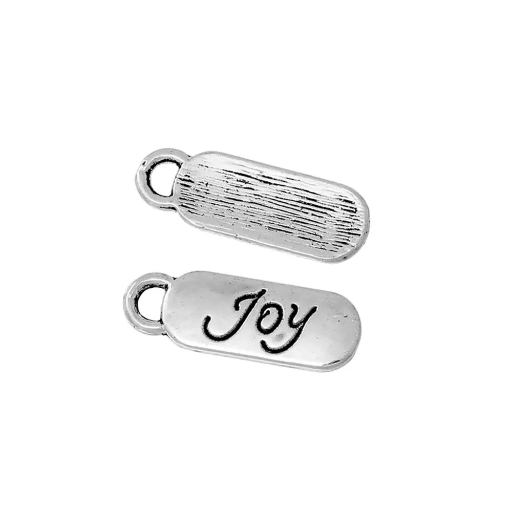 20 Pcs Tibetan Silver RECTANGLE "JOY" CARVED 20mm x 7mm Charms Pendants, Lead & Nickel Free Metal Charms Pendants Beads