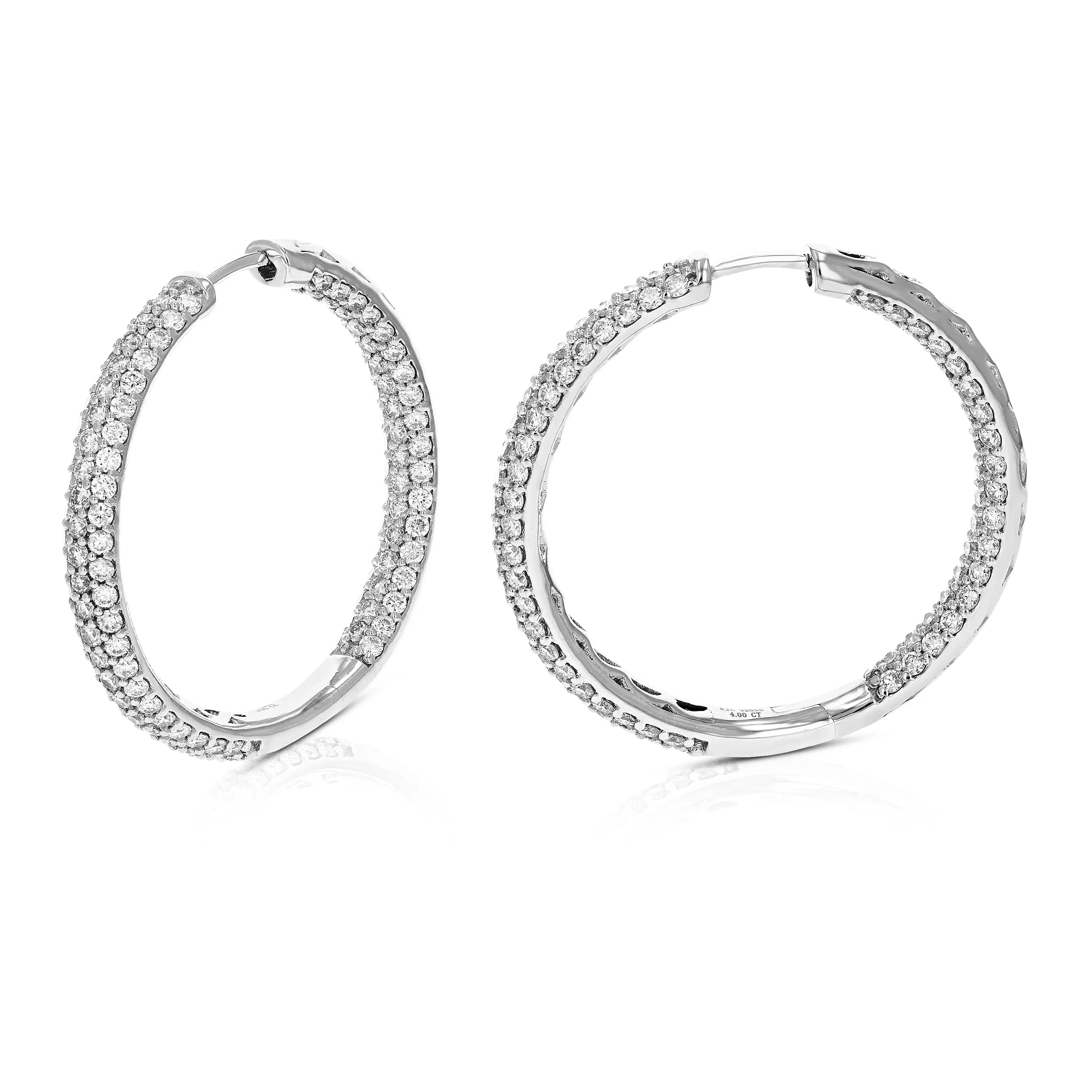 4 cttw Lab Grown Diamond Inside Out Hoop Earrings in .925 Sterling Silver