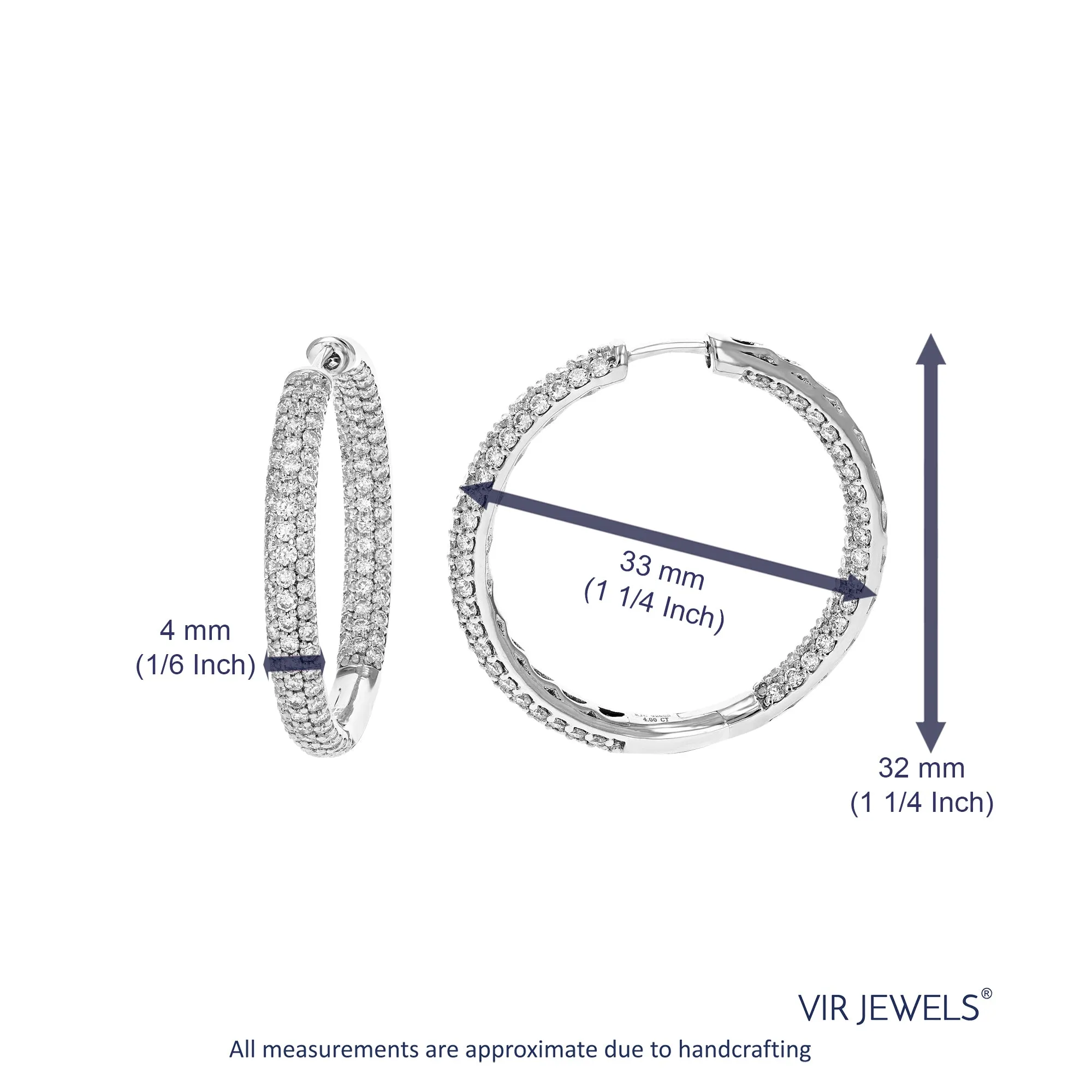 4 cttw Lab Grown Diamond Inside Out Hoop Earrings in .925 Sterling Silver