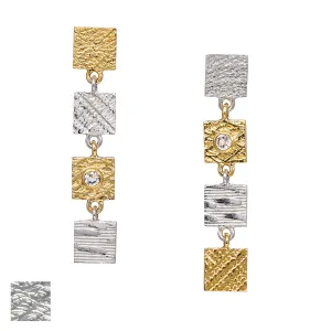 4 Tab Textured Earrings with Lab Grown Diamonds