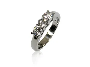 4mm Round Cubic Zirconia 3 Stone Ring 14K White Gold