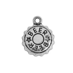 5 Pcs Tibetan Silver Beer Bottle Cap Top 18X14mm 3D Charms Pendants