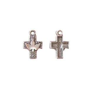 5 Pcs Tibetan Silver Dove Of Peace Cross Christmas 25X16mm Charms Pendants