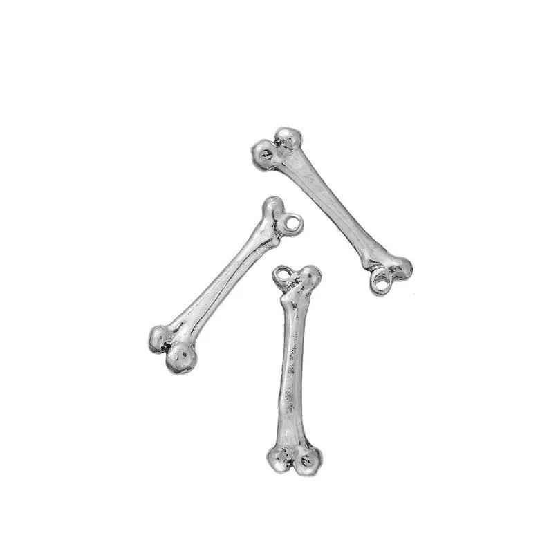 5 Pcs Tibetan Silver Femur Thigh Bone Anatomical Science 32mm x 9mm 3D Charms Pendants