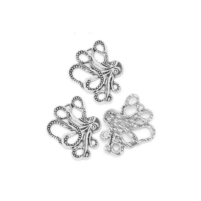 5 Pcs Tibetan Silver OCTOPUS 43mm x 35mm Charms Pendants, Lead & Nickel Free Metal Charms Pendants Beads