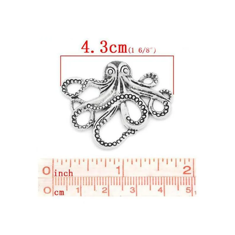 5 Pcs Tibetan Silver OCTOPUS 43mm x 35mm Charms Pendants, Lead & Nickel Free Metal Charms Pendants Beads