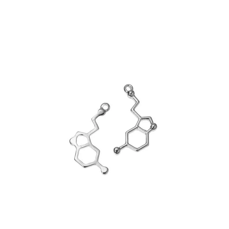 5 Pcs Tibetan Silver Serotonin Neurotransmitter 26mm x 16mm 3D Charms Pendants