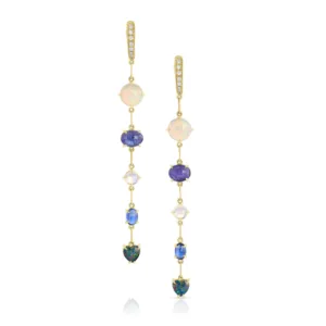 5 Stone Gemfetti Gemstone Drop Earrings