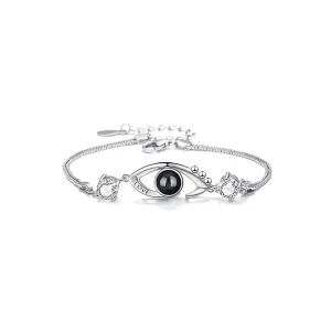 925 Sterling Silver LOVE Eye with Diamonds Felicity Bracelet with Picture Inside