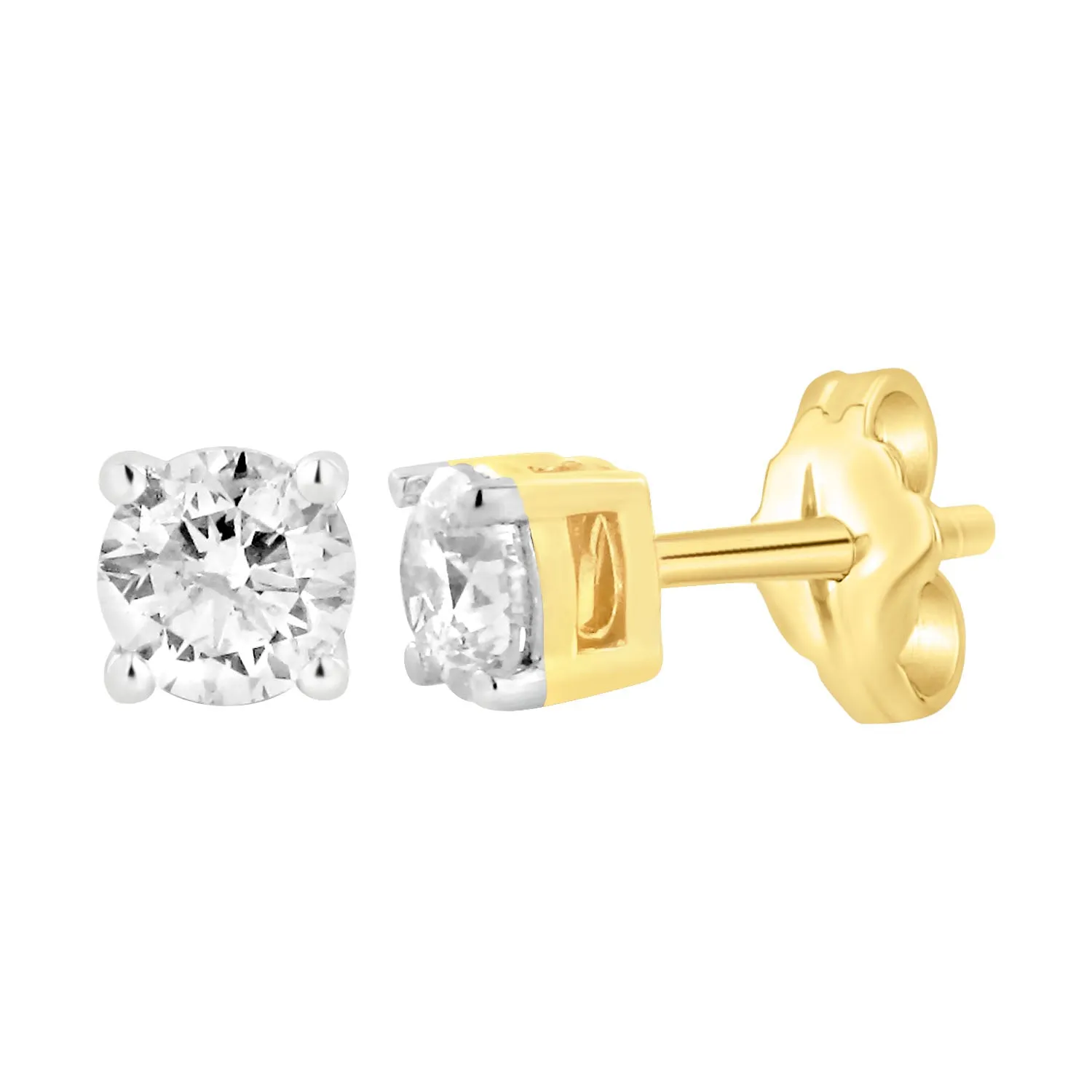 9ct Yellow Gold 3/4 Carat Diamond Stud Earrings