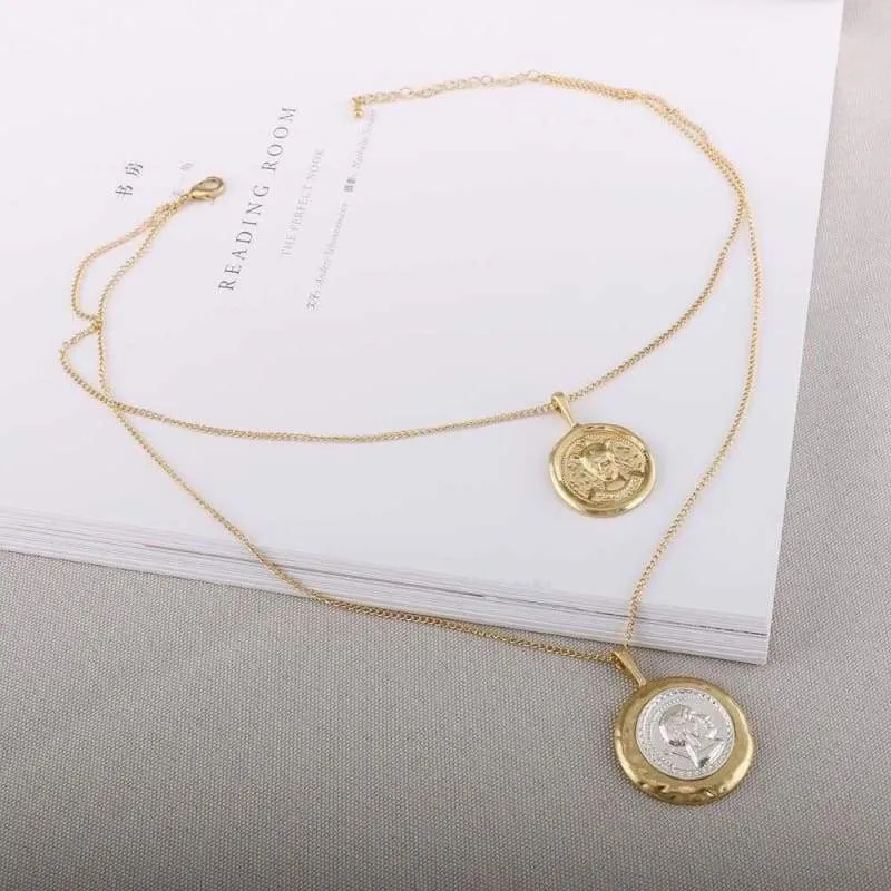 AK-N84243 /TRACYSGER/ exaggerated double-layer coin necklace