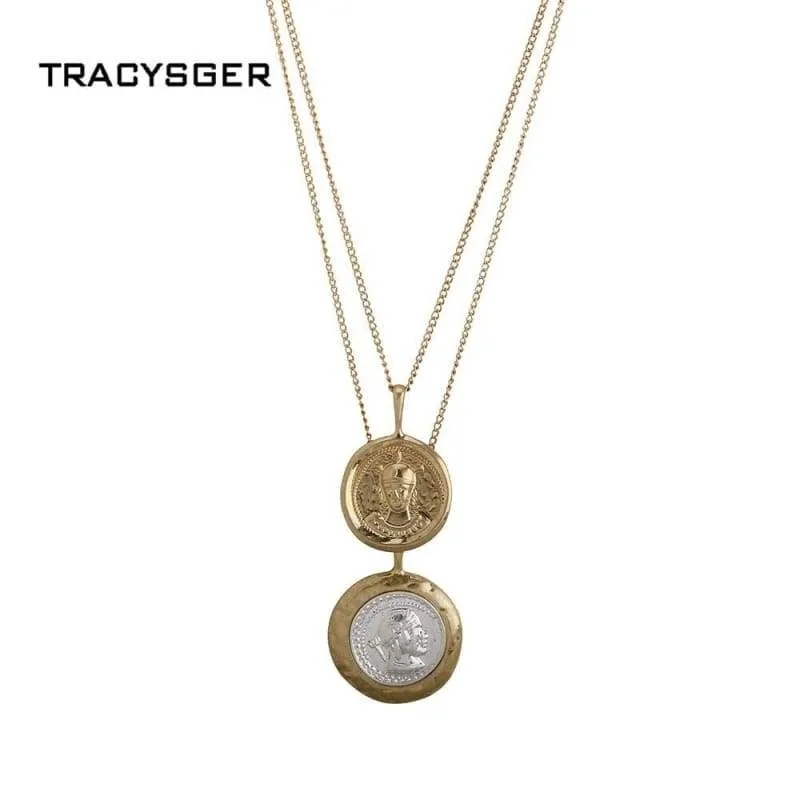 AK-N84243 /TRACYSGER/ exaggerated double-layer coin necklace