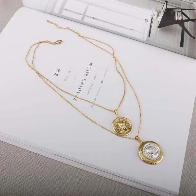 AK-N84243 /TRACYSGER/ exaggerated double-layer coin necklace