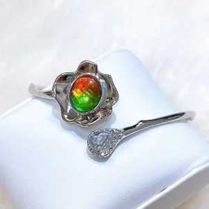 Ammolite Bracelet Sterling Silver BLOOM Bracelet with Topaz