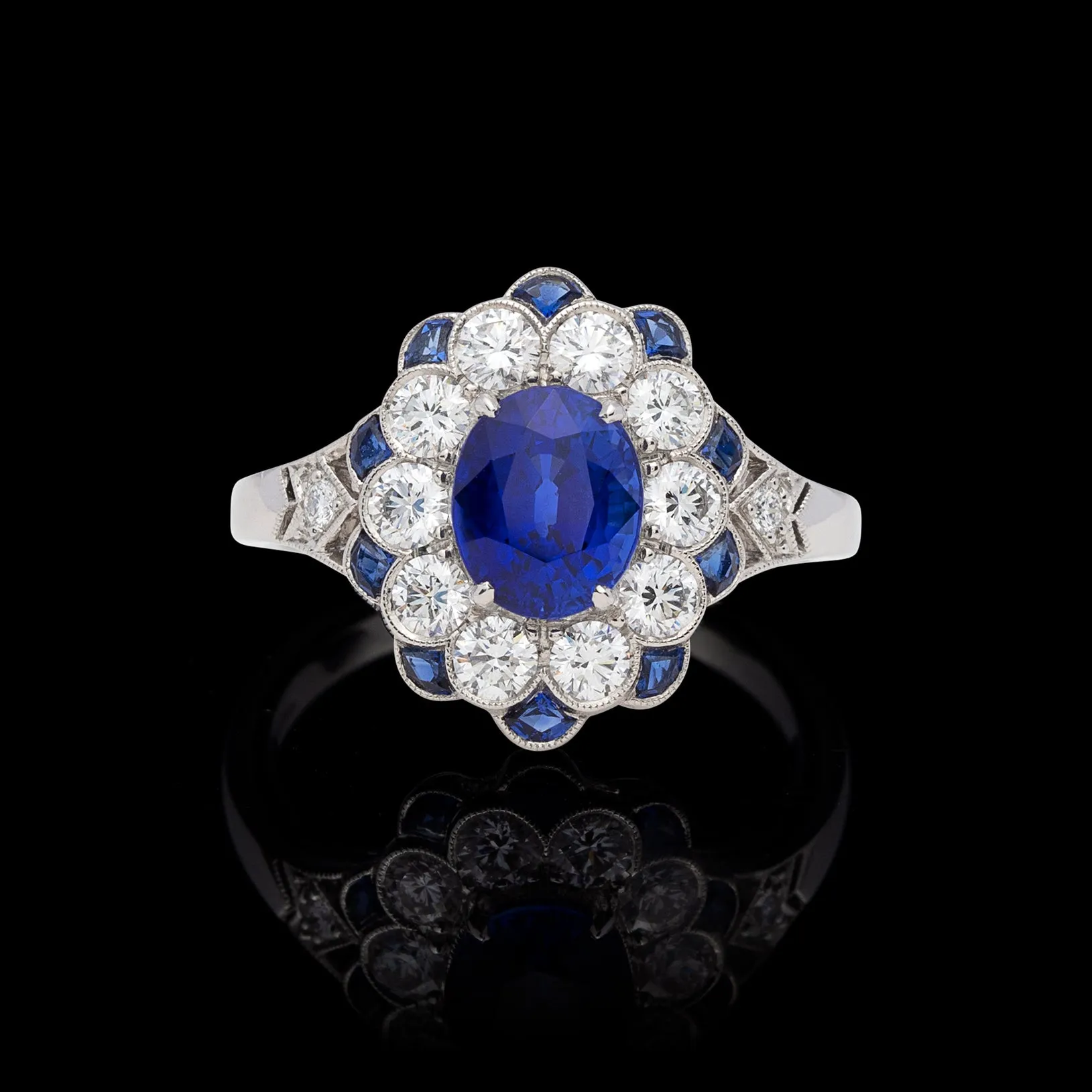 Art Deco Style Sapphire and Diamond Ring