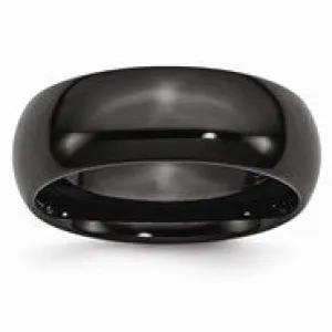 Black Ceramic 8mm Polished Wedding Band Ring