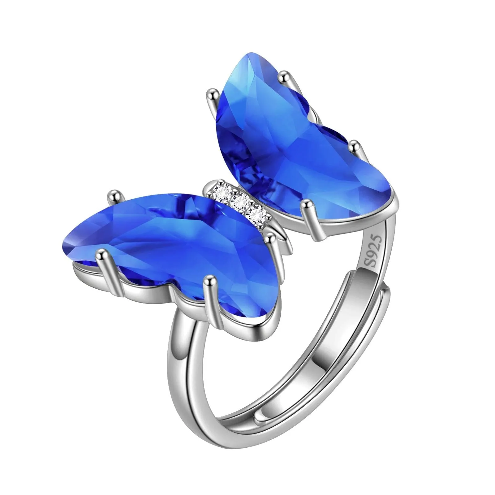 Blue Butterfly Ring September Sapphire Birthstone Women Girls Jewelry Birthday Gift