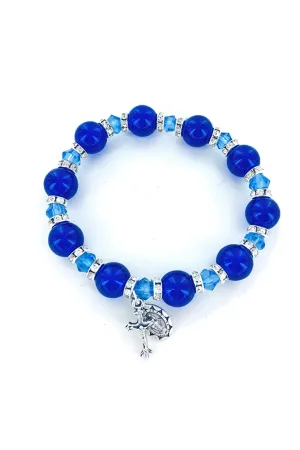 Blue Glass Beaded Bracelet - WOSR4027BL