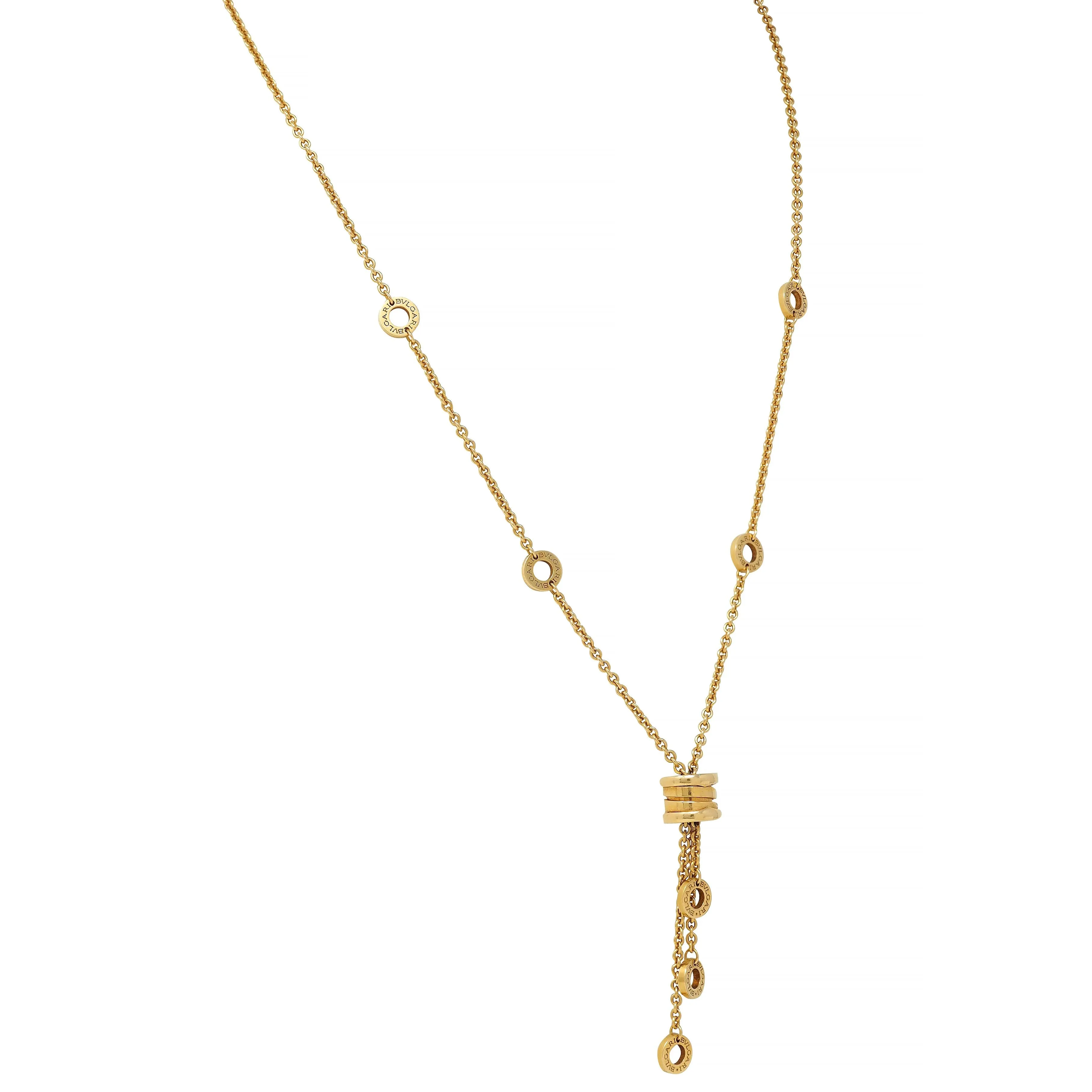 Bulgari 2000's 18 Karat Yellow Gold B.Zero1 Fringe Station Necklace