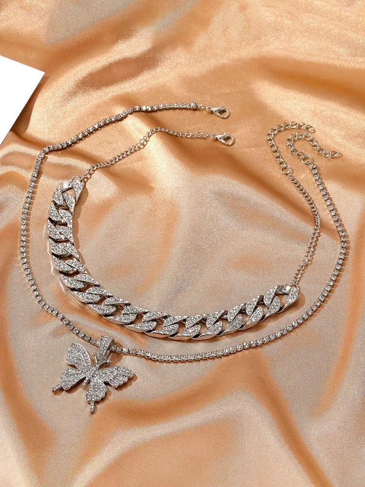 Butterfly Pendant Layered Necklaces