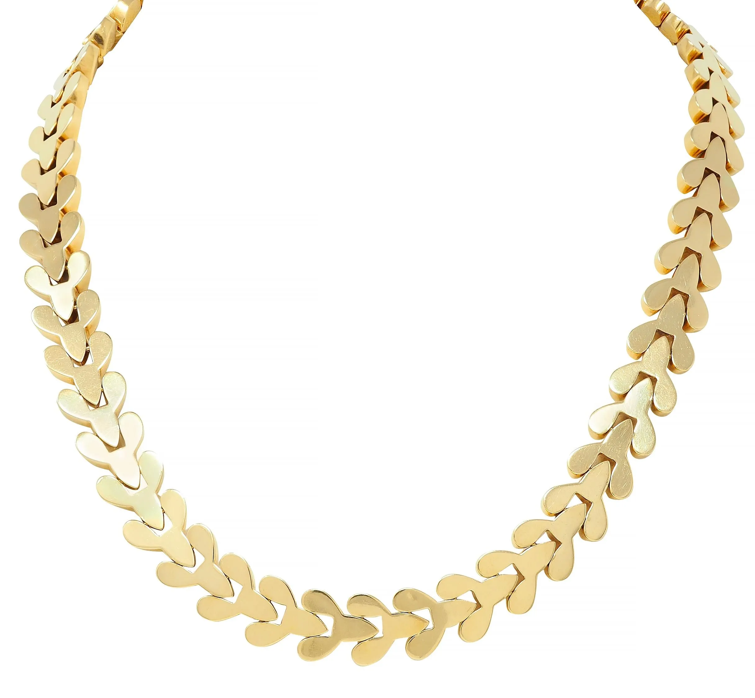 Cartier 1970's 18 Karat Yellow Gold Foliate Link Vintage Collar Necklace