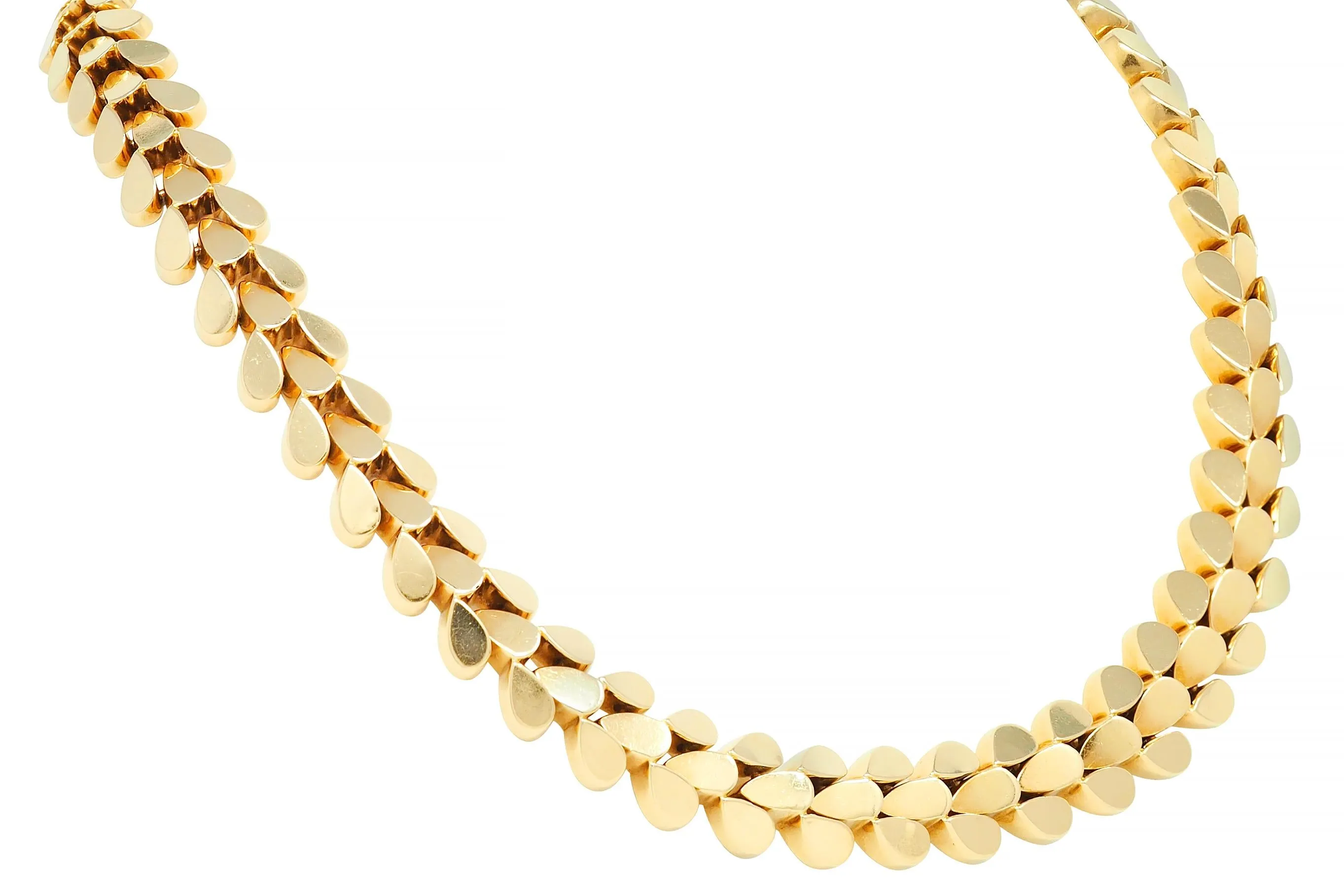 Cartier 1970's 18 Karat Yellow Gold Foliate Link Vintage Collar Necklace