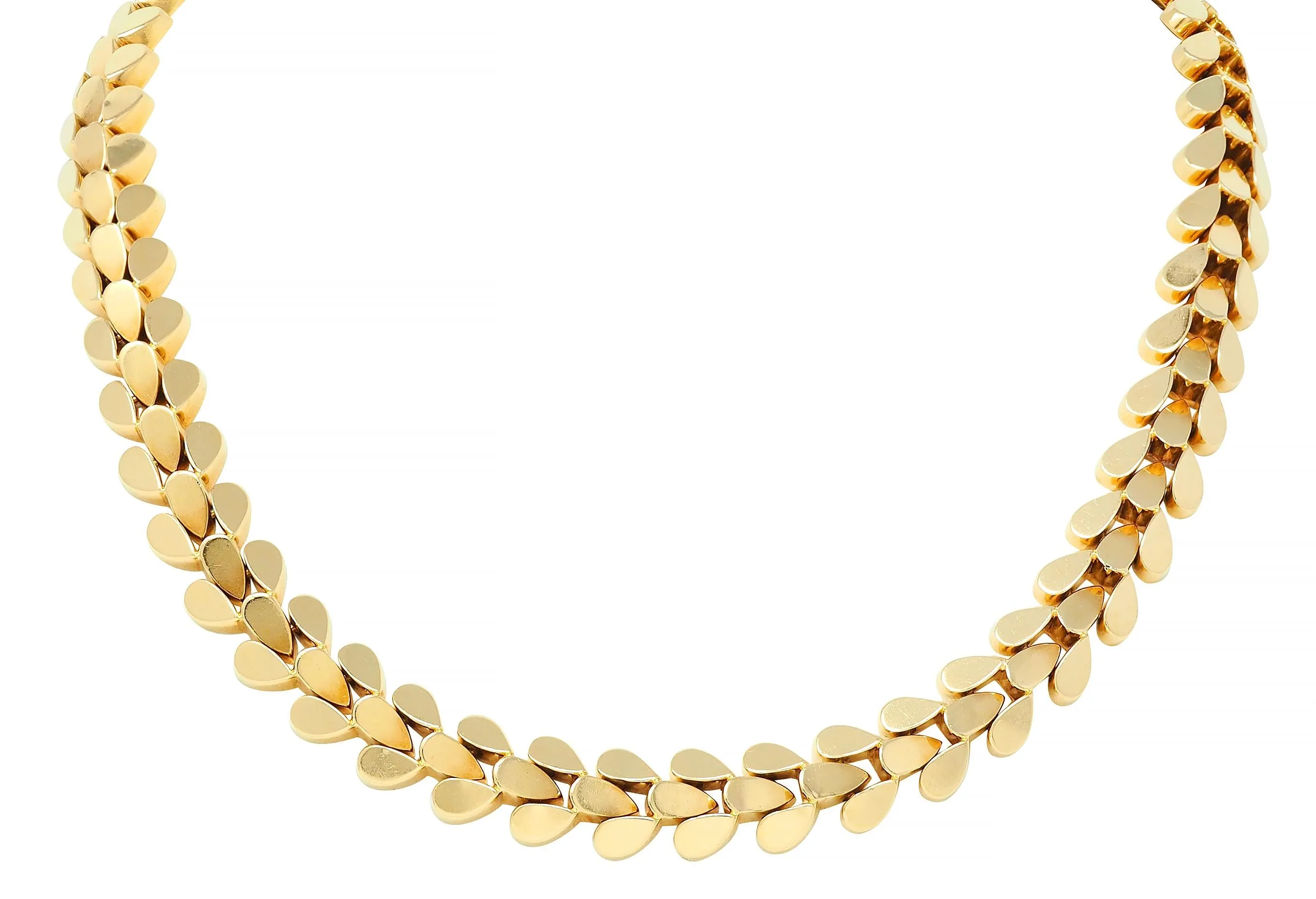 Cartier 1970's 18 Karat Yellow Gold Foliate Link Vintage Collar Necklace