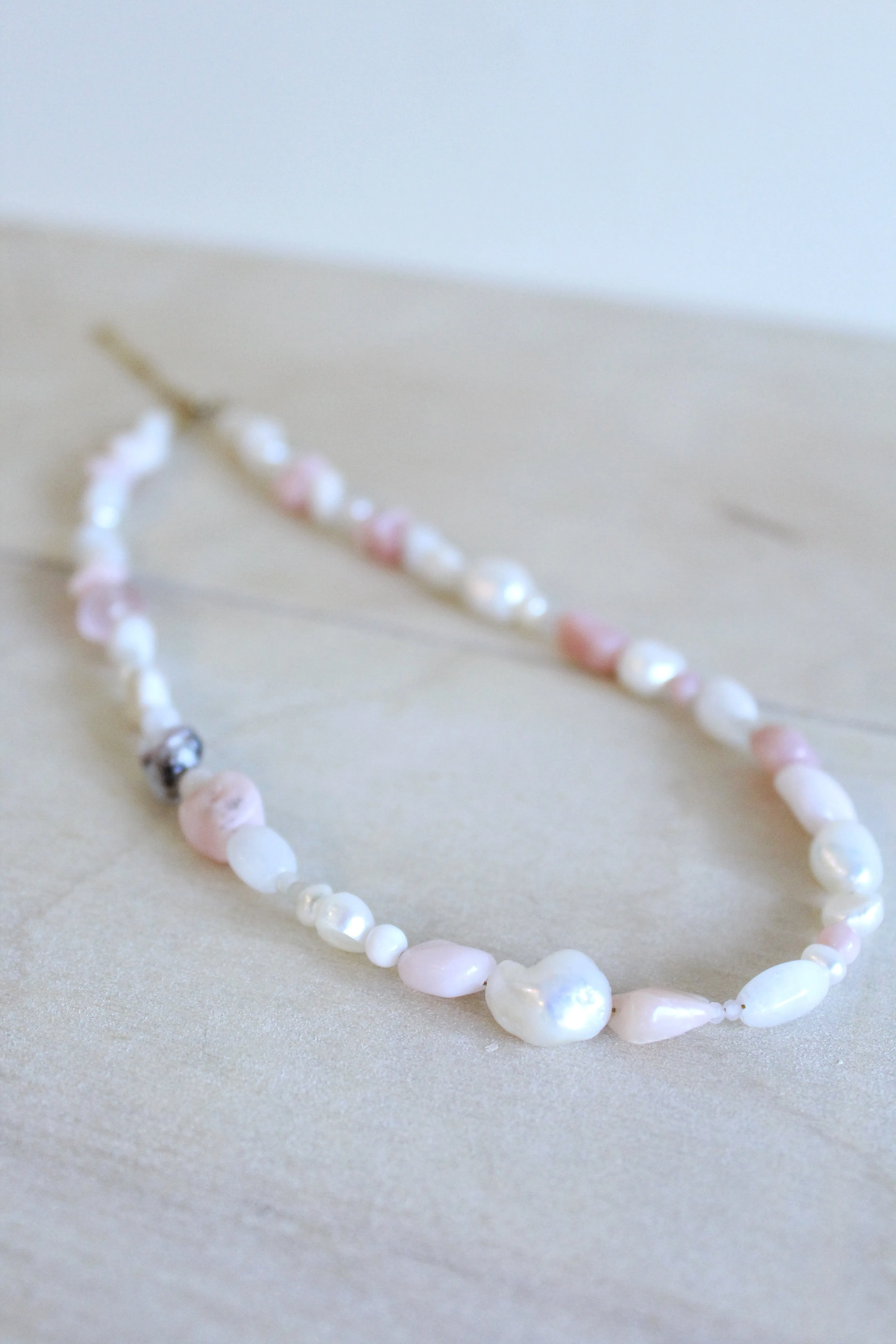 Chunky Pearl Pastel Gemstone Necklace by Studio Thorne