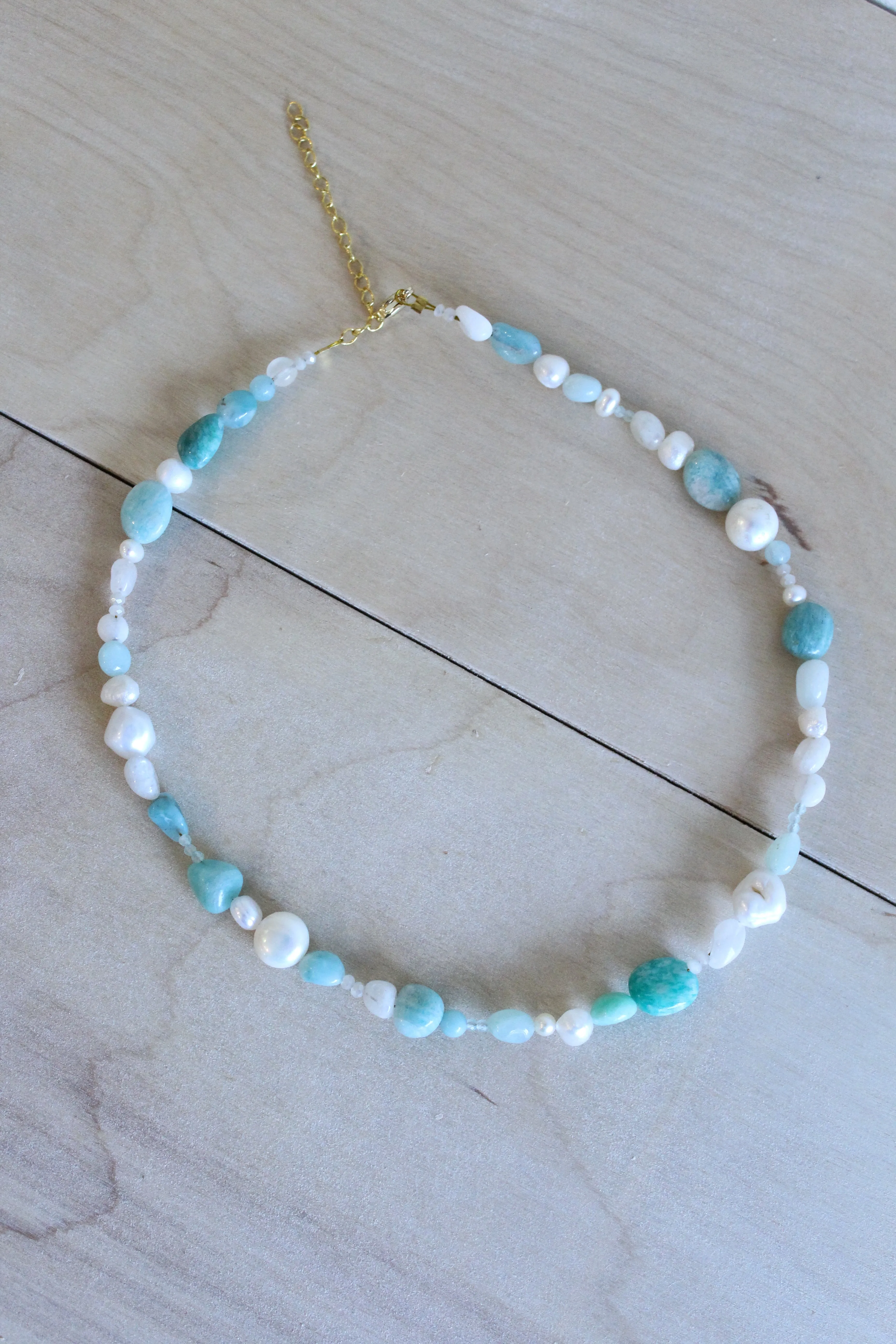 Chunky Pearl Pastel Gemstone Necklace by Studio Thorne