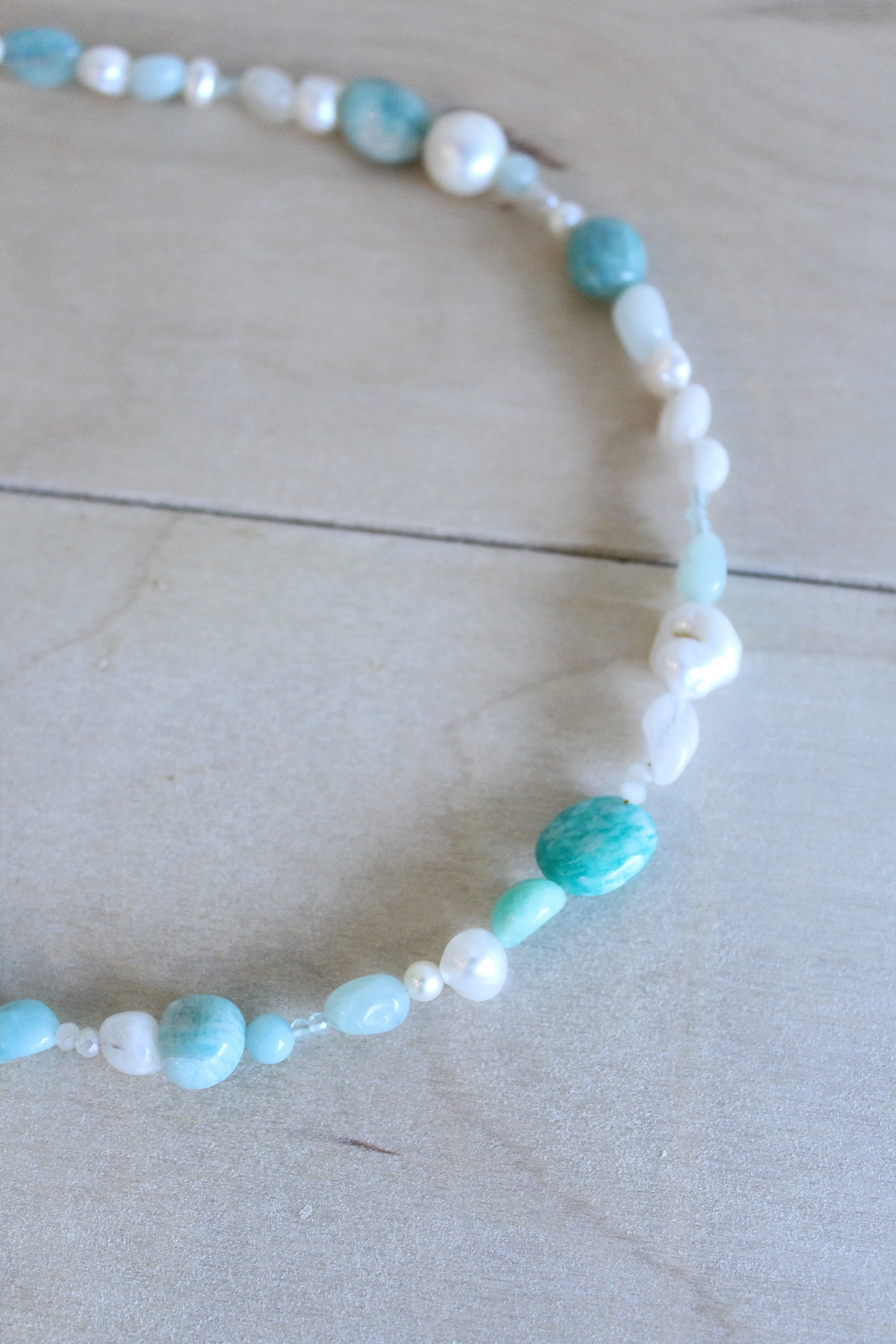 Chunky Pearl Pastel Gemstone Necklace by Studio Thorne