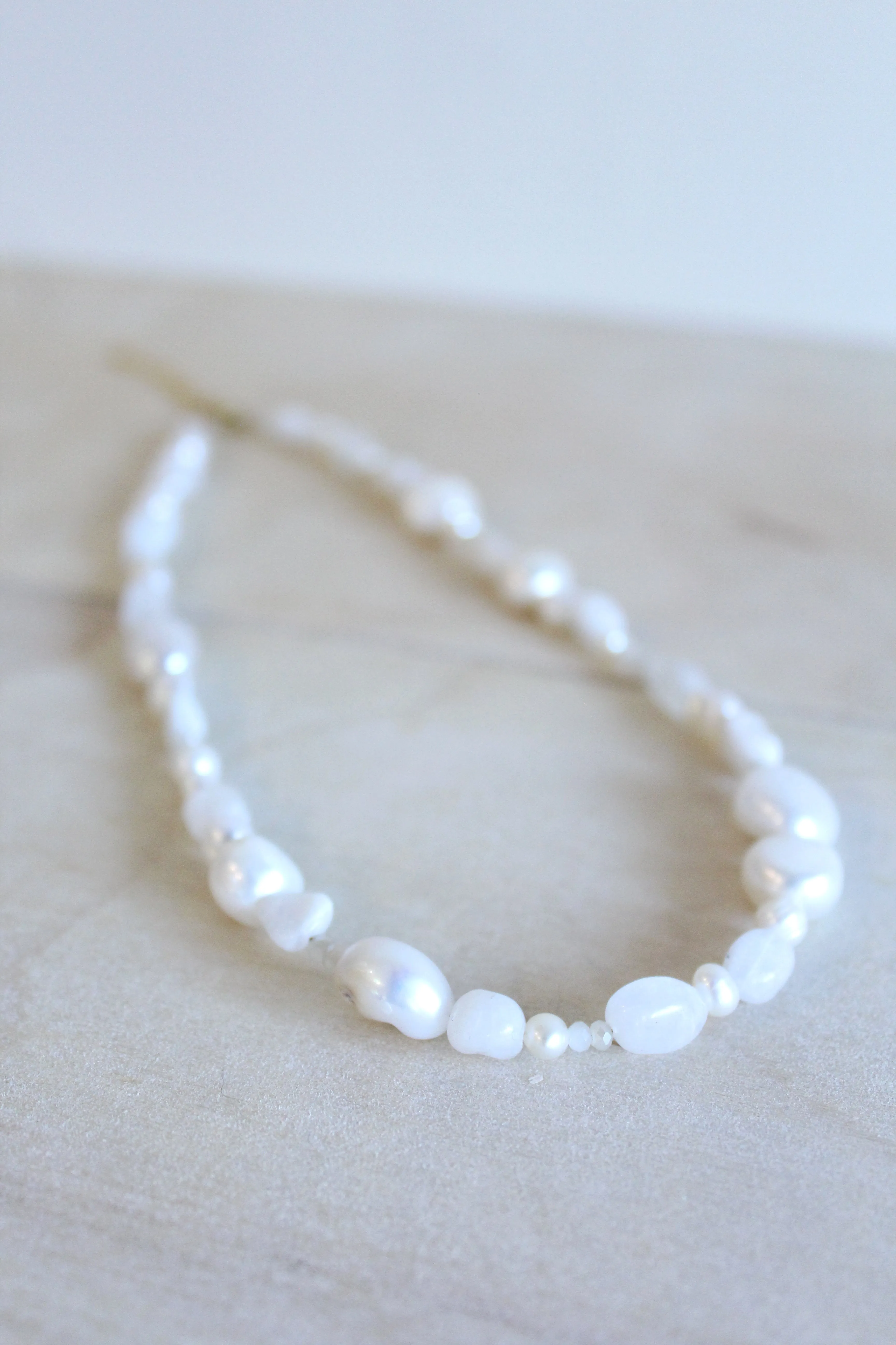 Chunky Pearl Pastel Gemstone Necklace by Studio Thorne