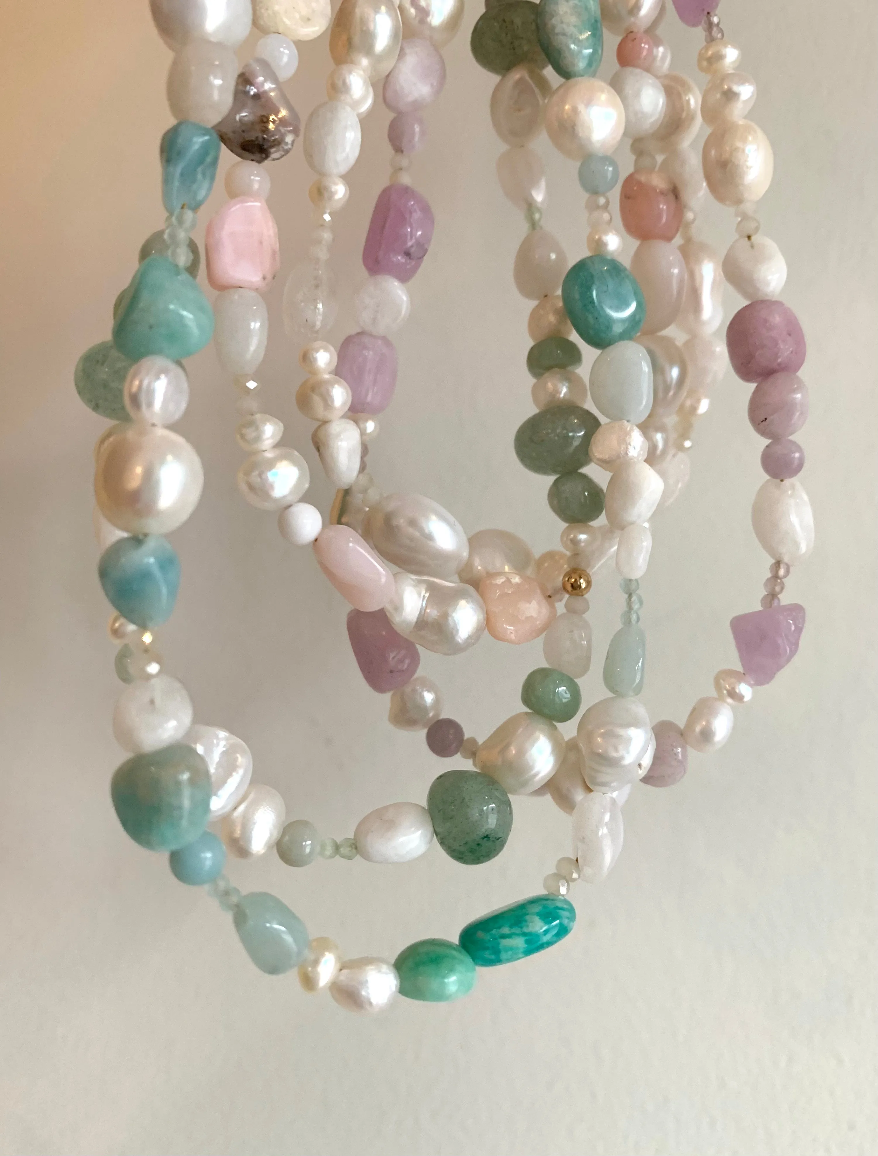 Chunky Pearl Pastel Gemstone Necklace by Studio Thorne