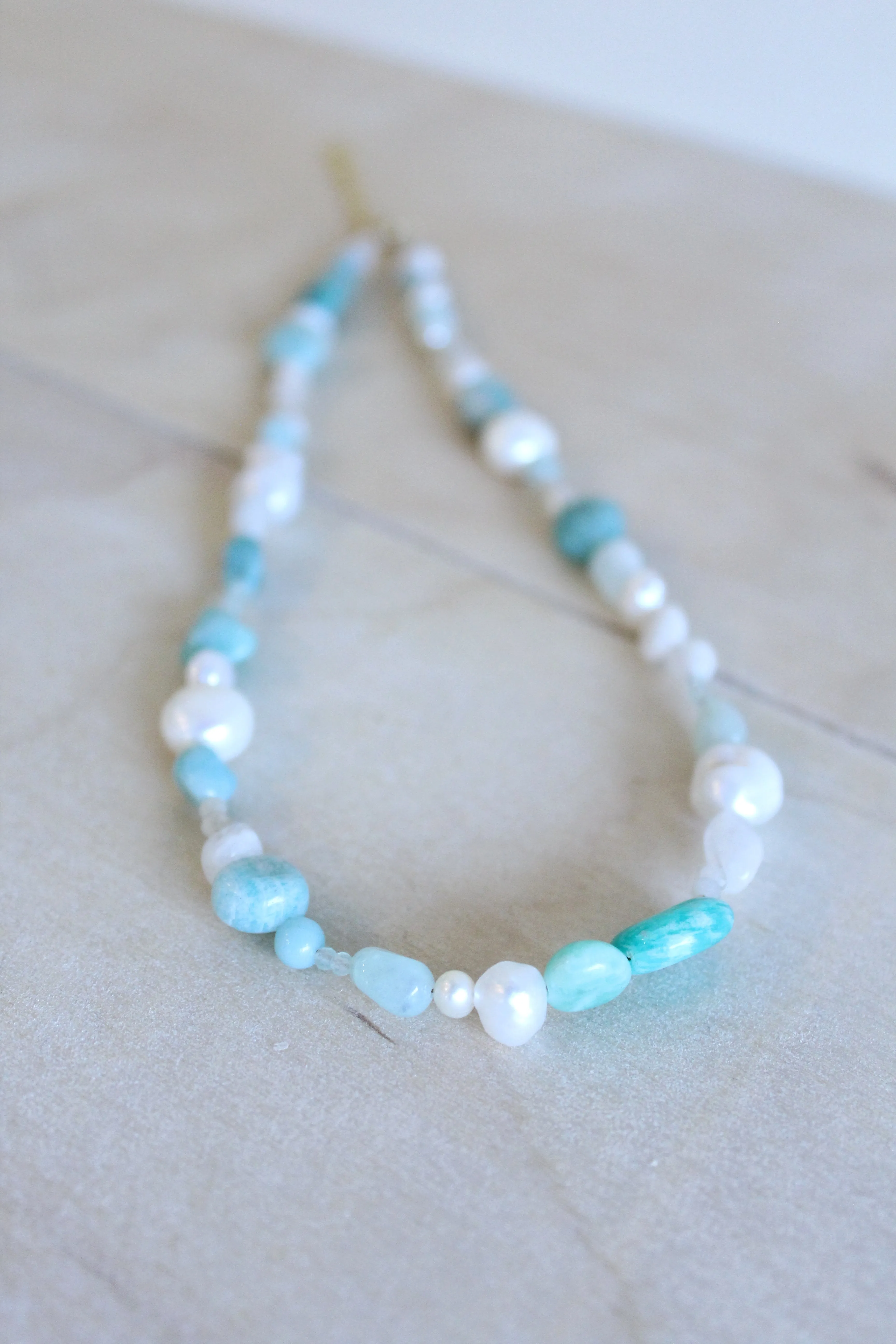 Chunky Pearl Pastel Gemstone Necklace by Studio Thorne