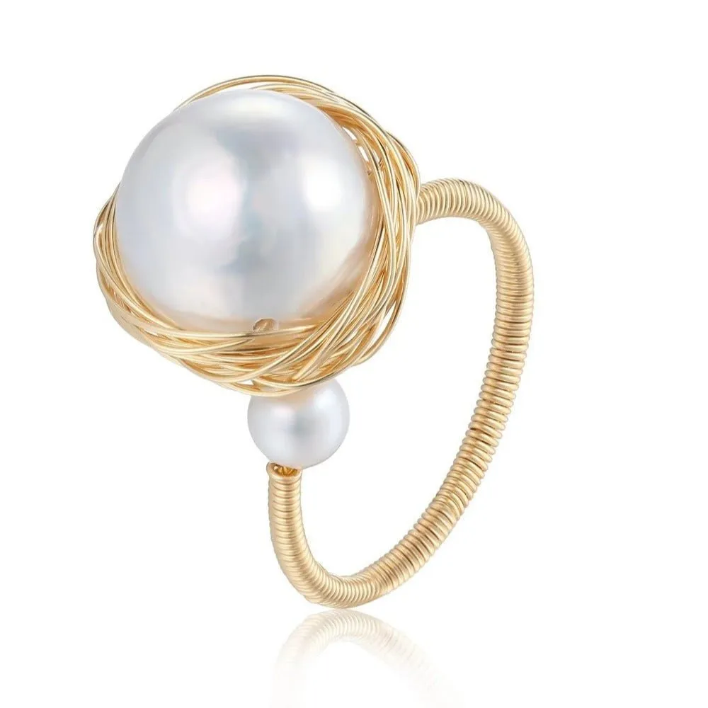 Classic Filigree Series  Large Pearl Open Ring