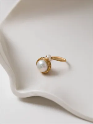 Classic Filigree Series  Large Pearl Open Ring