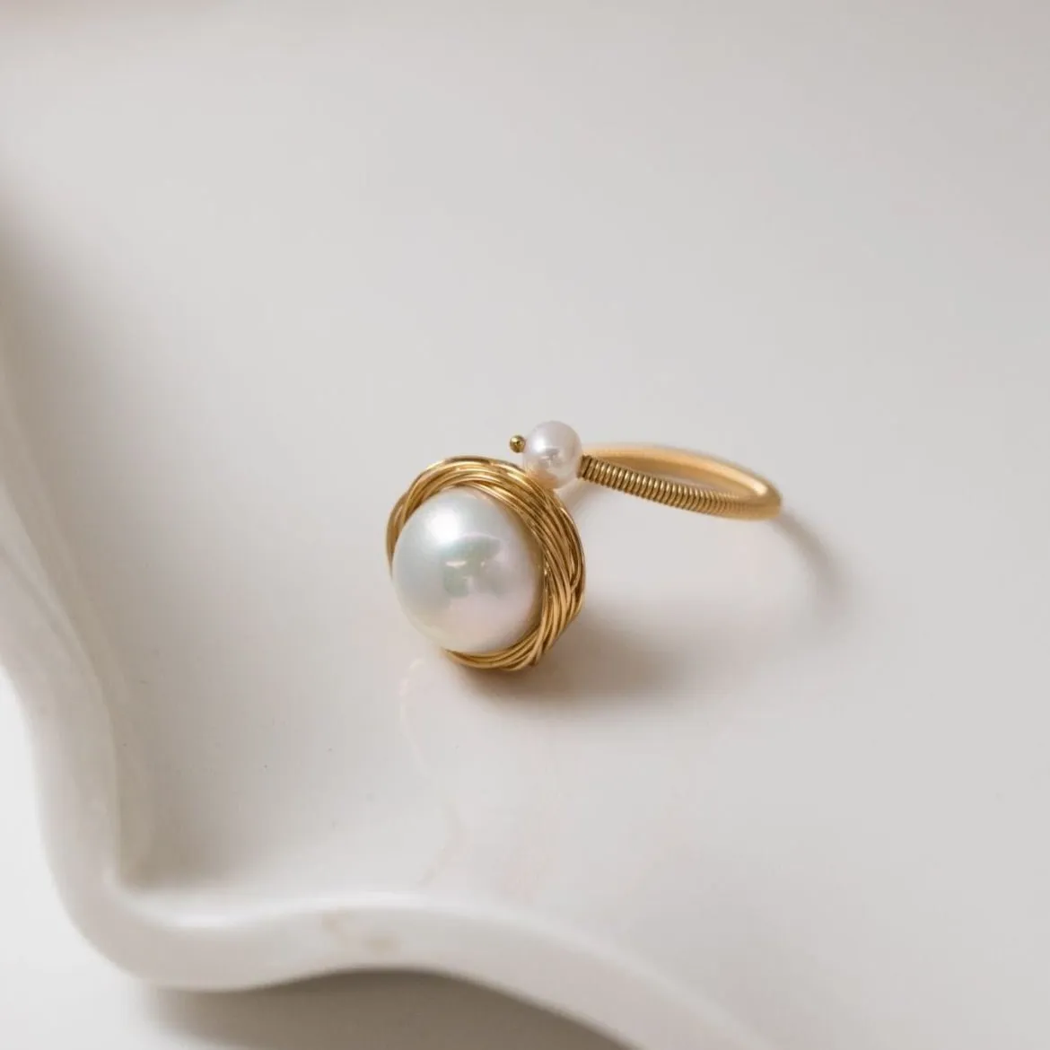 Classic Filigree Series  Large Pearl Open Ring