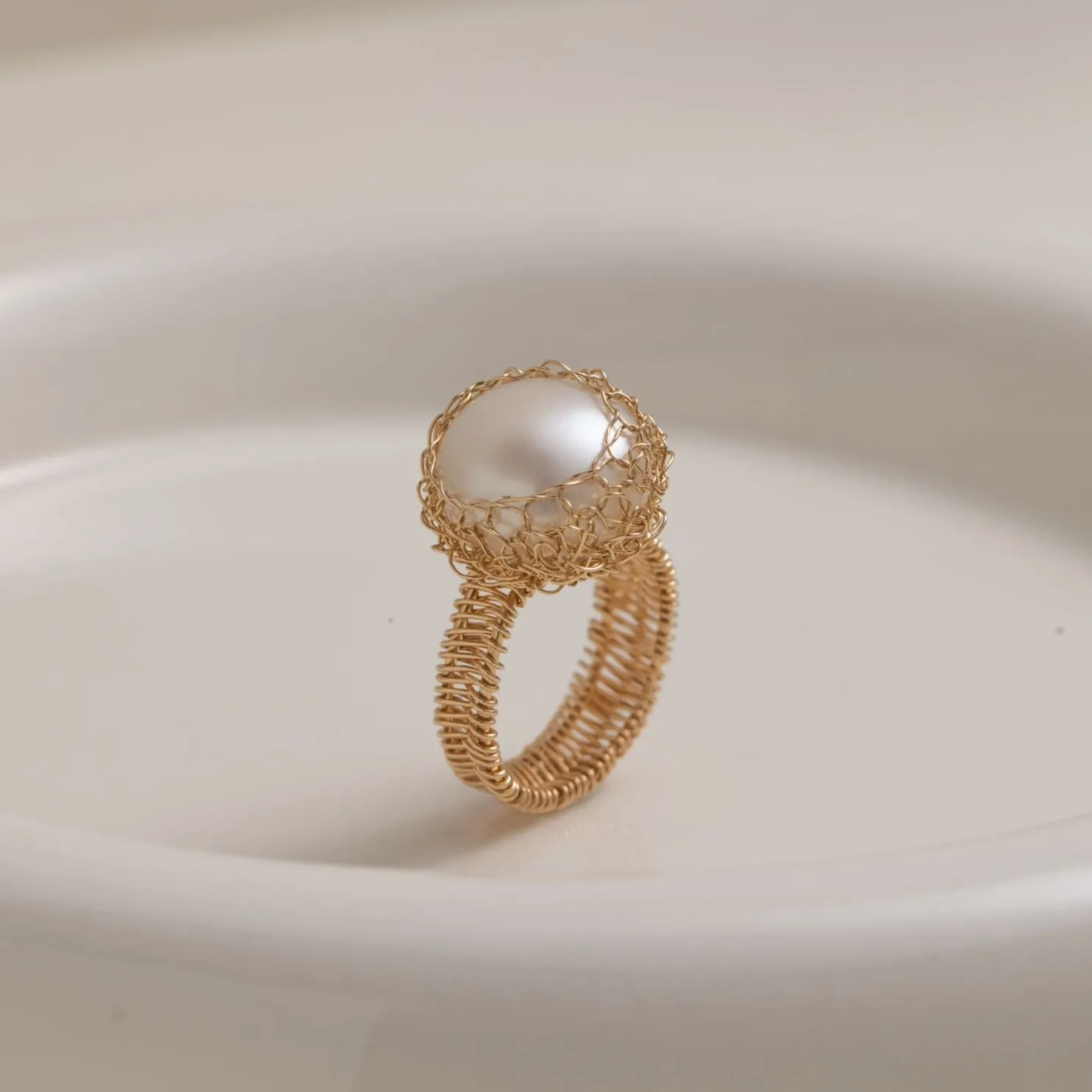 Classic Filigree Series Waterdrop Pearl Open Ring