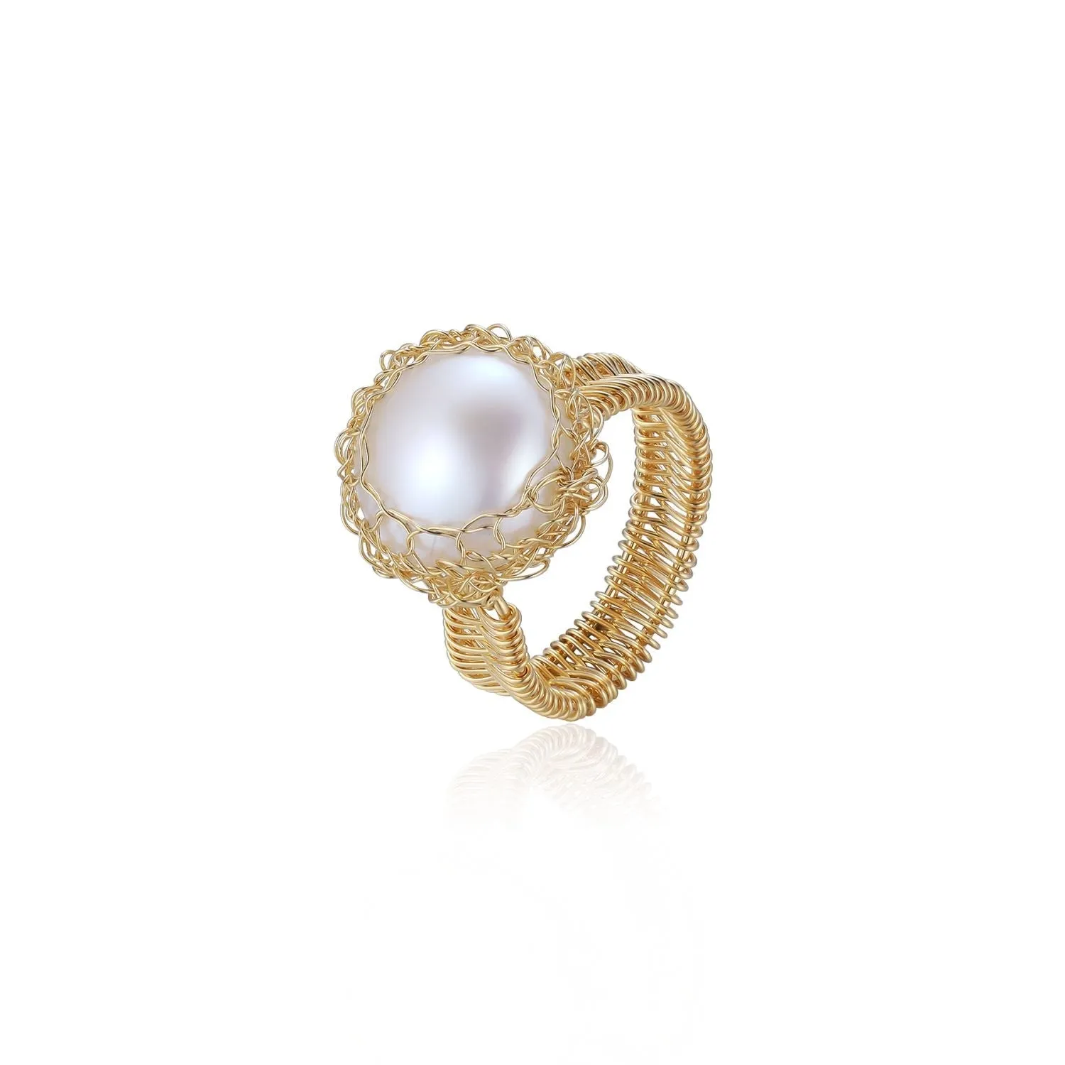 Classic Filigree Series Waterdrop Pearl Open Ring