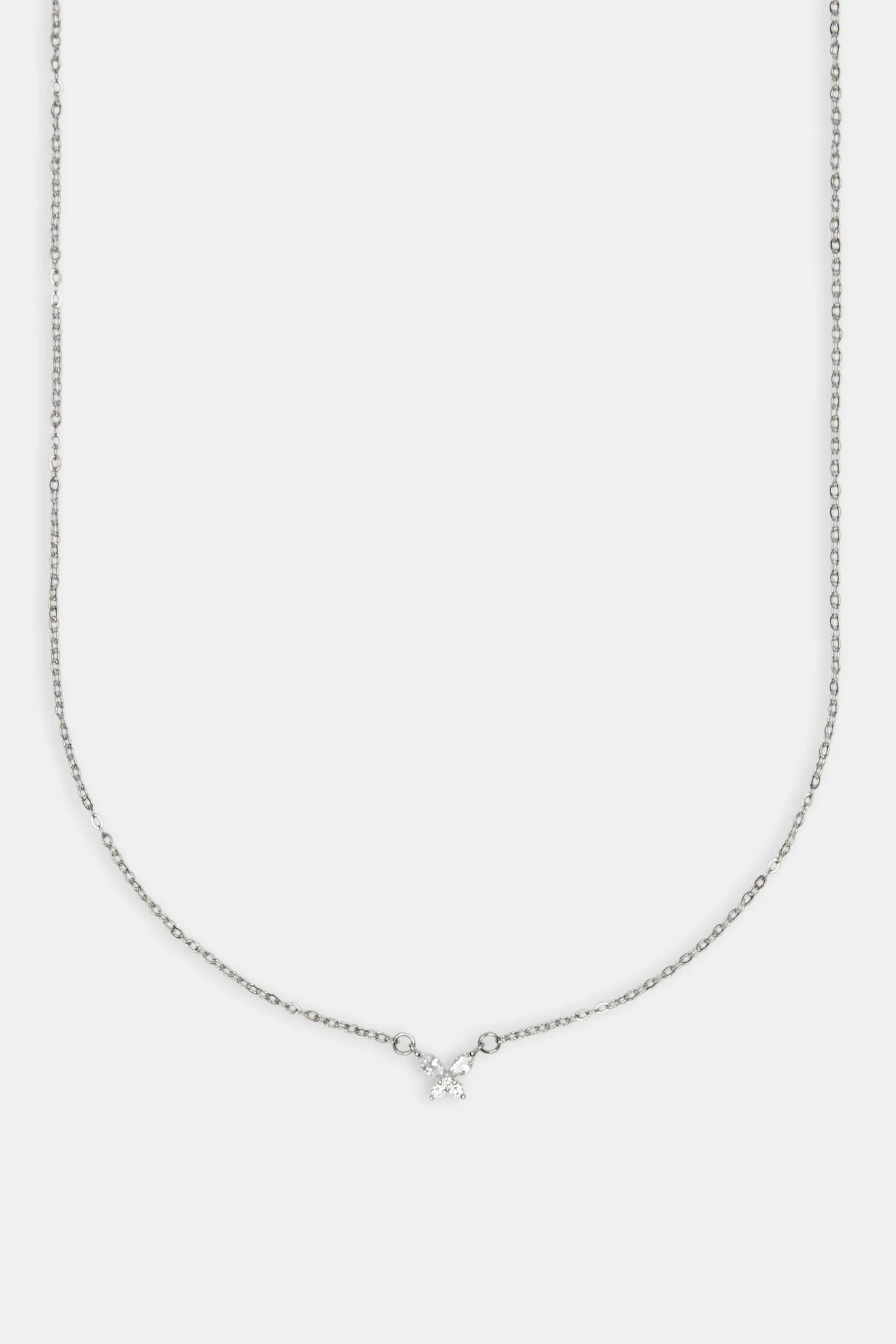 Clear Butterfly Necklace - White