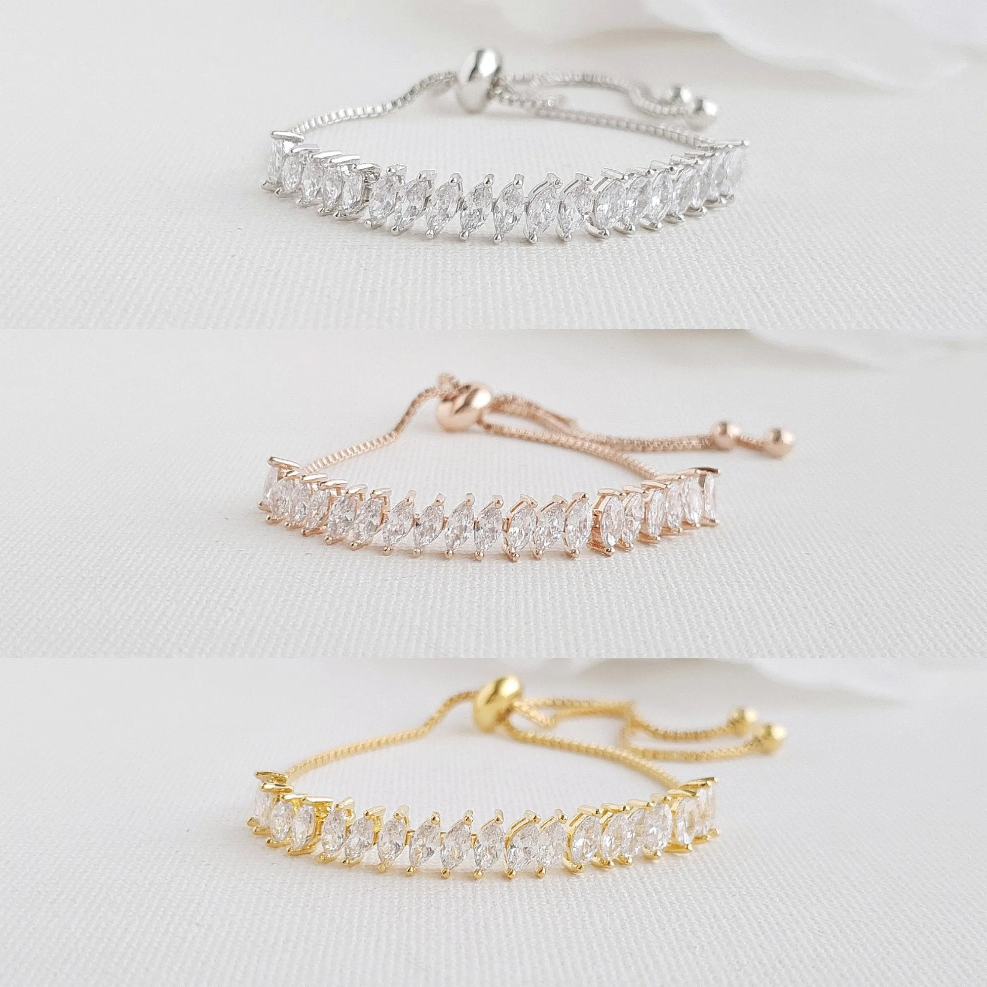 Crystal Bridal Bracelet, Bridesmaid Bracelet, Wedding Jewelry, Rose Gold, Gold, Wedding Bangle Bracelet, Slide Bracelet, Katie Bracelet