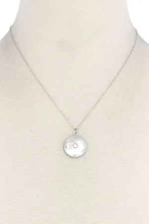 Cubic Zirconia Metal Circle Locket Metal Necklace