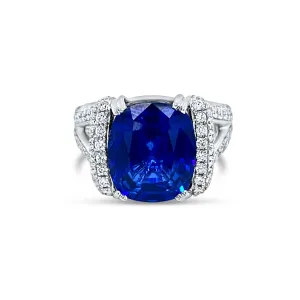 Cushion cut Sapphire & Diamonds " Calista" Ring