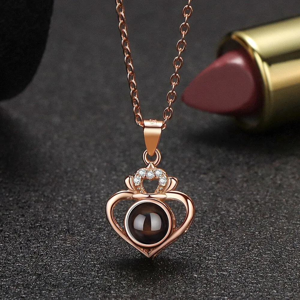 Customized Projection Necklace Heart Photo Projection Necklace  for Women Girl Friend Ladies Gifts