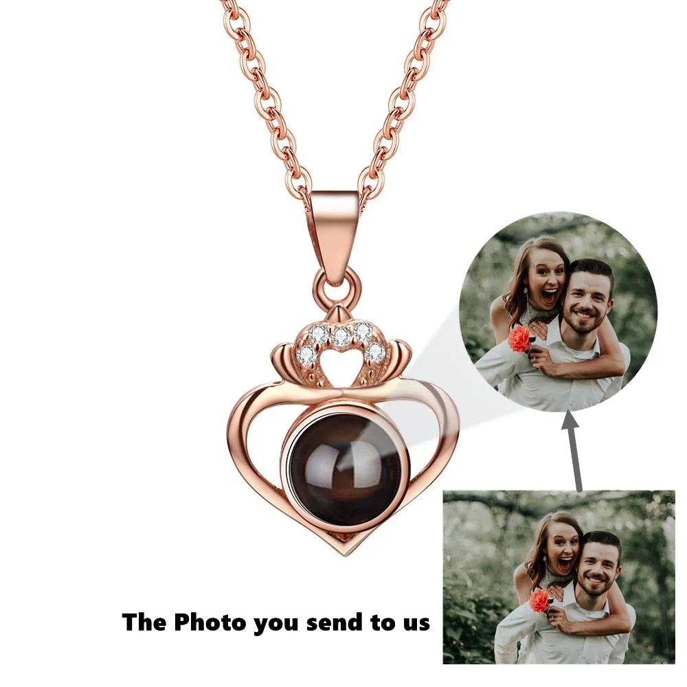 Customized Projection Necklace Heart Photo Projection Necklace  for Women Girl Friend Ladies Gifts