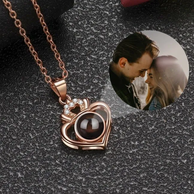 Customized Projection Necklace Heart Photo Projection Necklace  for Women Girl Friend Ladies Gifts