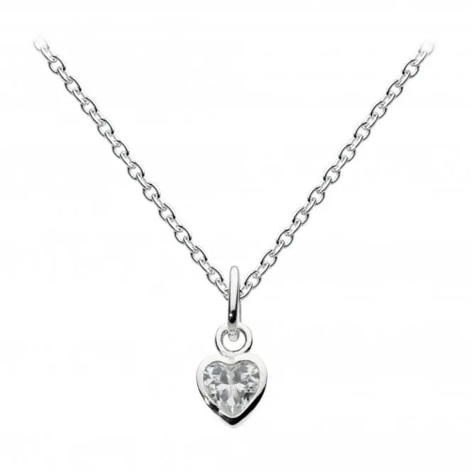 Dew Sterling Silver Dinky Small Cubic Zirconia Heart Pendant 9006CZ