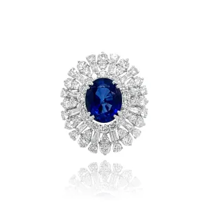 DIAMOND & SAPPHIRE "PEACOCK" RING.